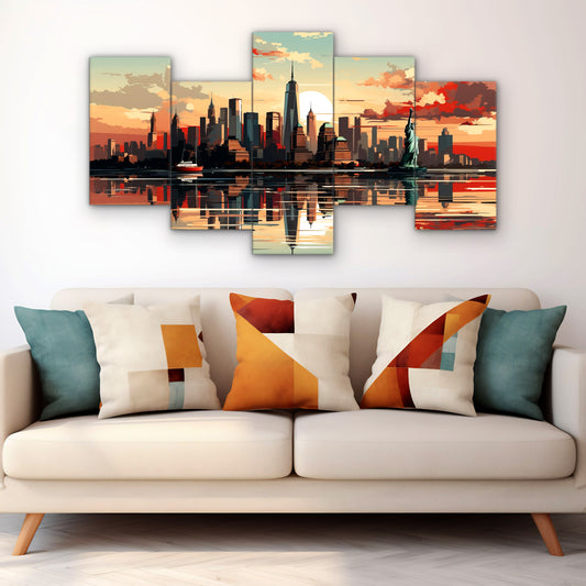 New york Urban Majesty | City Scape Wall Art | 5 Panels On Sale