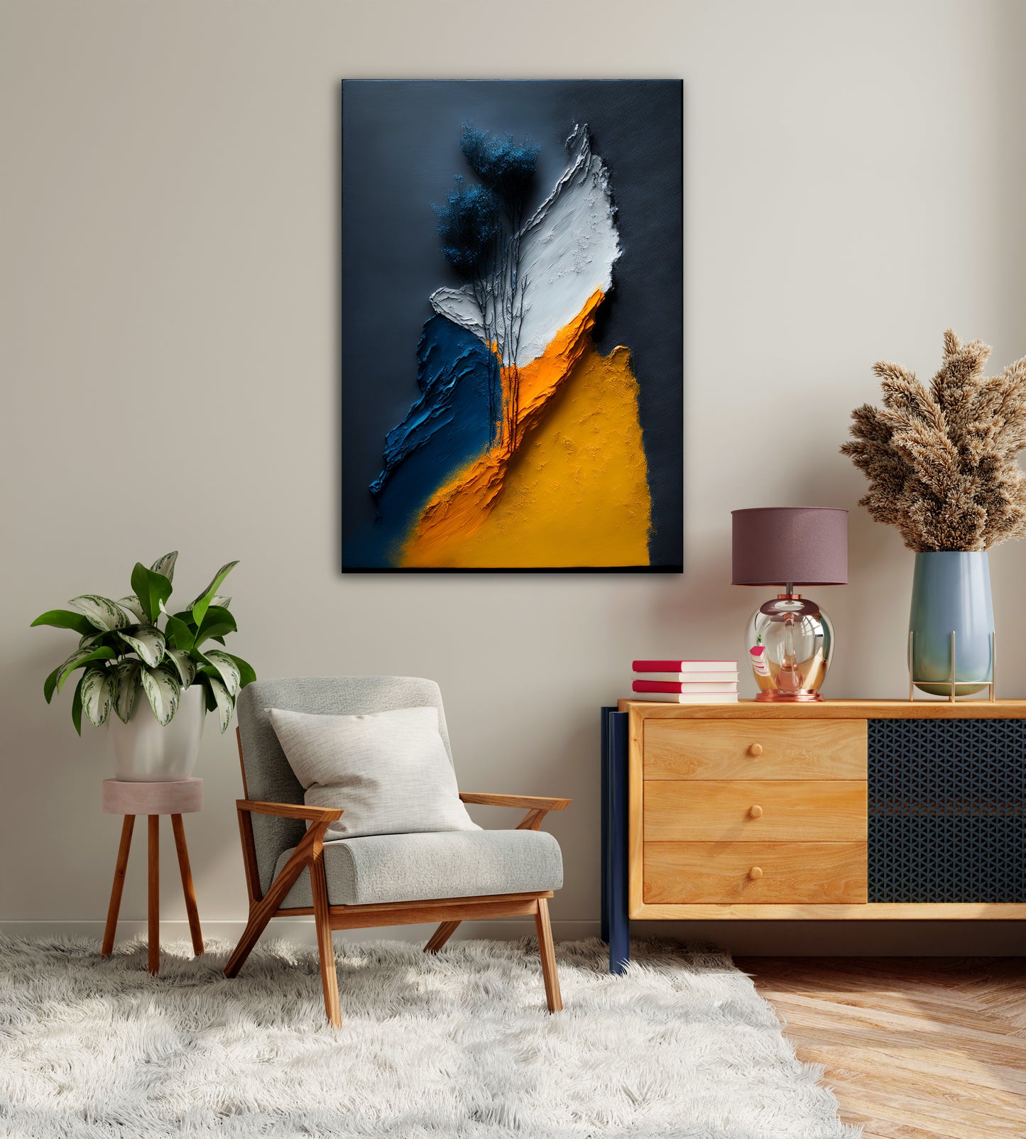 Orange & White Arboreal | Abstract Wall Art | Single Panel On Sale