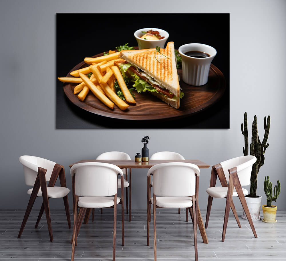 Sandwhich and Fries Cafe Classics | Food Wall Art | Single Panel
