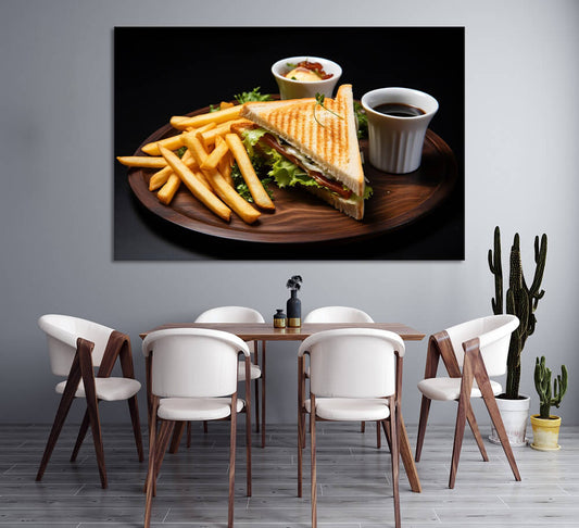 Sandwhich and Fries Cafe Classics  | Food Wall Art | Single Panel