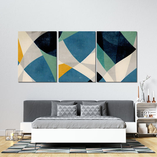 Shades of Grey and Blue Swirls | Abstract Wall Art | 3 Panels