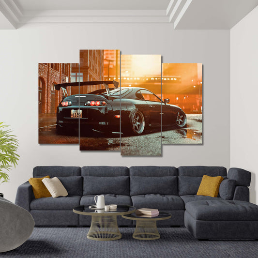 Black Toyota Supra JDM Saga | Cars Wall Art | 4 Panels