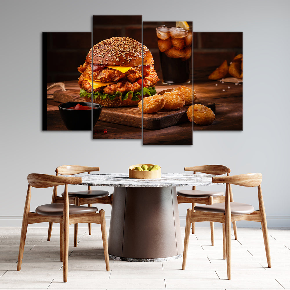 Crispy Zingers & Wings Sensation | Food Wall Art | 4 Panels