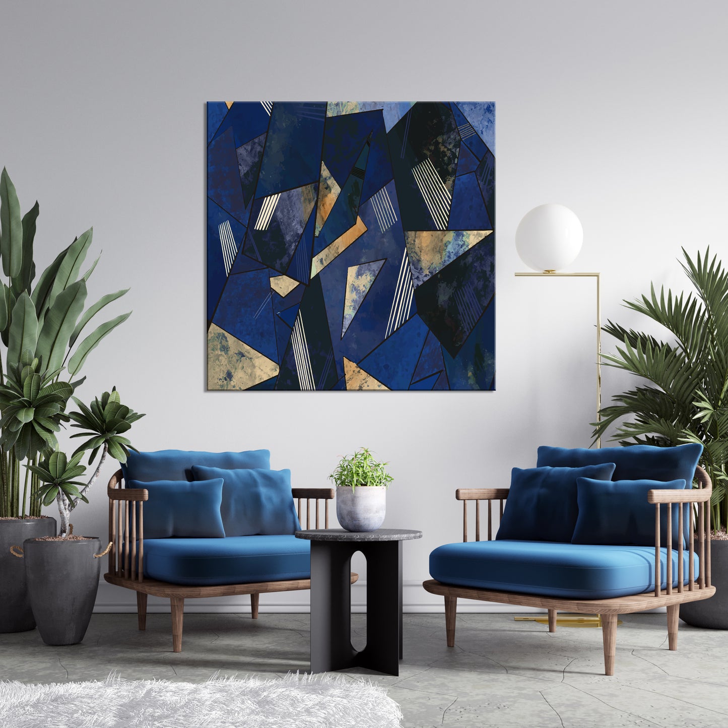 Azure & Amethyst Geometry | Geometric Wall Art | Single Panel