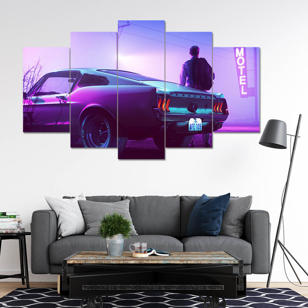 Neon car | Movie Wall Art | 5 Panels