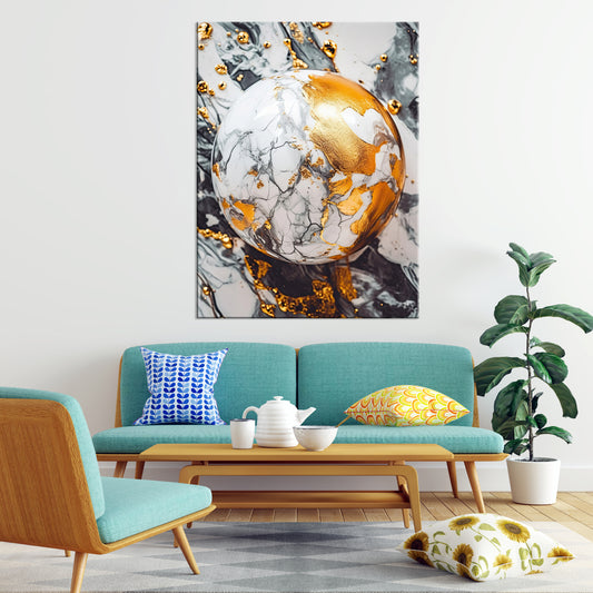 The Marbled Globe | Abstract Wall Art | Single Panel