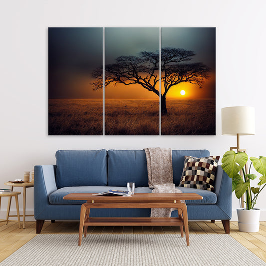 Sunset Village Veiw | NatureWall Art | 3 Panels