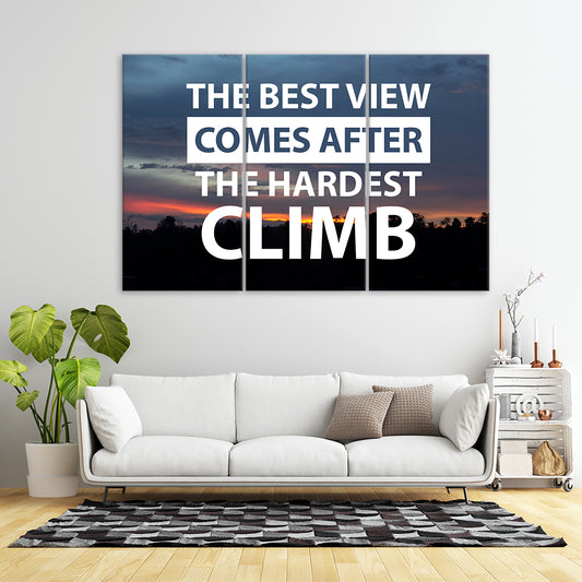 Hardest Climb | Motivational Wall Art | 3 Panels