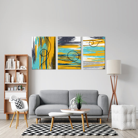 Brushstrokes of Earth and Sky| Abstract Wall Art | 3 Panels