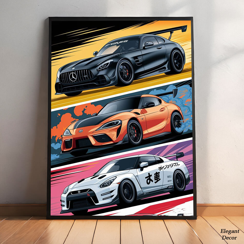 Supremacy of Speed Mercedes, Supra And Nissan Gtr| Cars Poster Wall Art