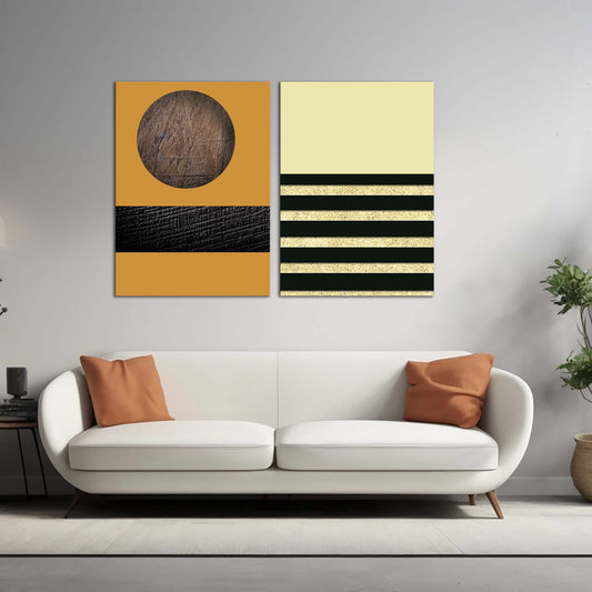 Modern Gold Line Art | Abstract Wall Art | 2 Panels