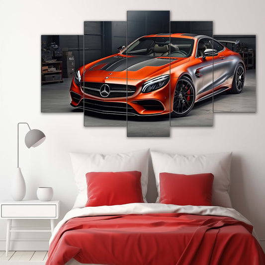 The Red Mercedes AMG Sports | Cars Wall Art | 5 Panels