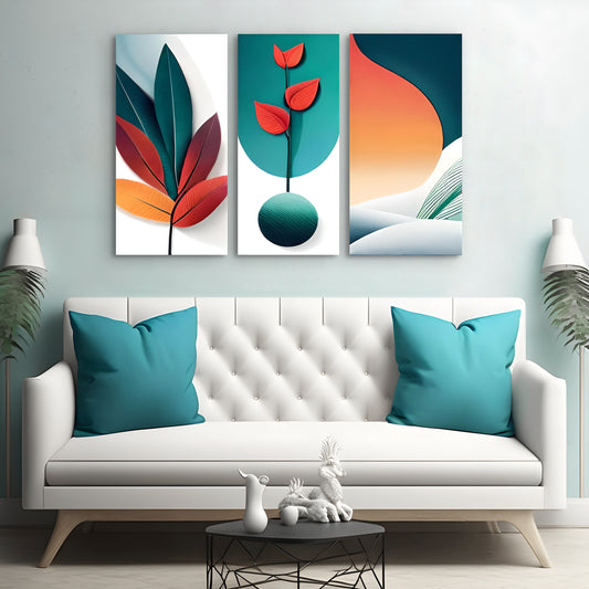 Tulip Flowers Asthetics | Floral Wall Art | 3 Panels