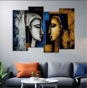 Soulful Gaze | Expressionism Wall Art | 4 Panels