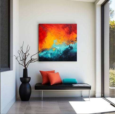 Cascade Hues Brushstroke | Abstract Wall Art | Single Panel