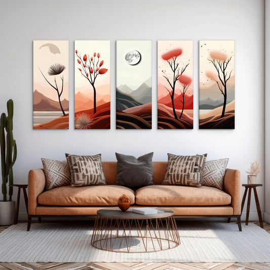 Journey Through Seasons | Nature Wall Art | 5 Panels