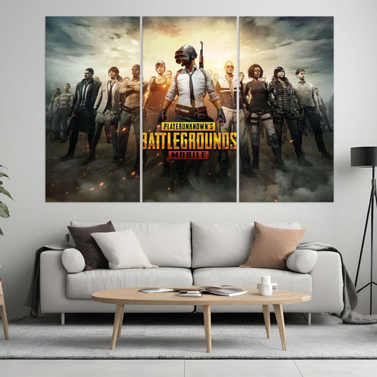 Pubg Players Battle | Game Wall Art | 3 Panels