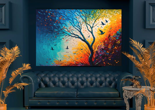 Enchanted Forest birds and butterflies  | Nature Wall Art | Single Panel