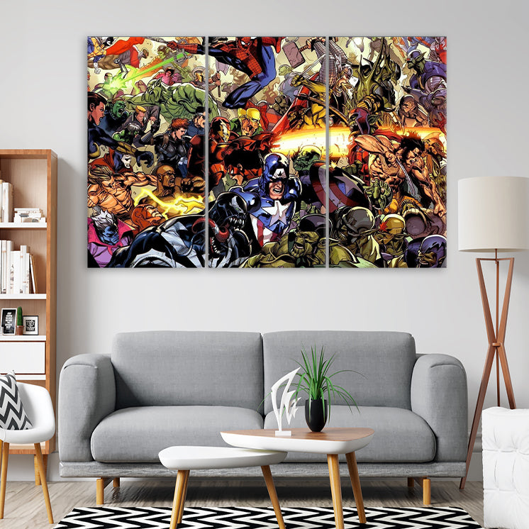 Marvel Actions Comics | Movies Wall Art | 3 Panels