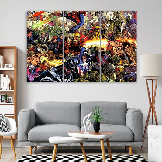 Marvel Actions Comics | Movies Wall Art | 3 Panels