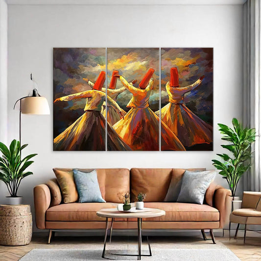 Spiritual Dancers| Sufism Wall Art | 3 Panels