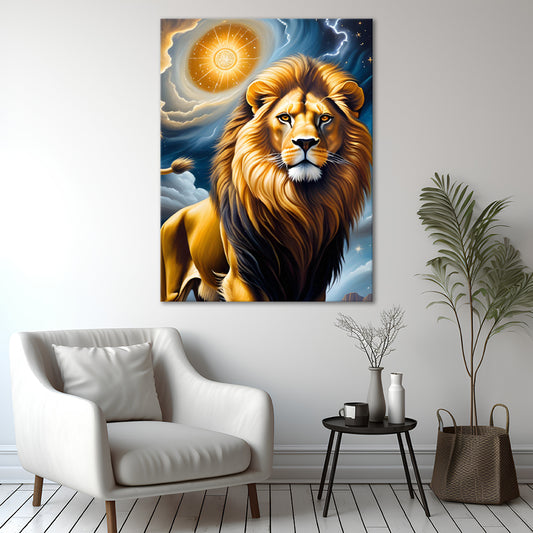 The Golden Majestic Lion | Animal Wall Art | Single Panel