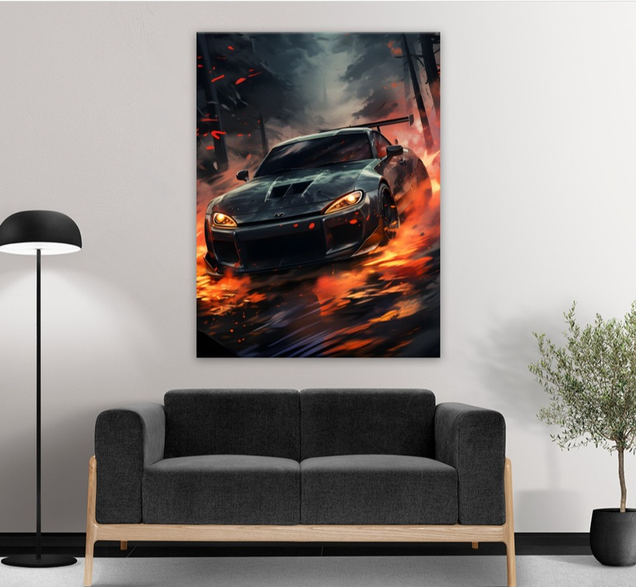 Toyota Supra Flames | Cars Wall Art | Single Panel